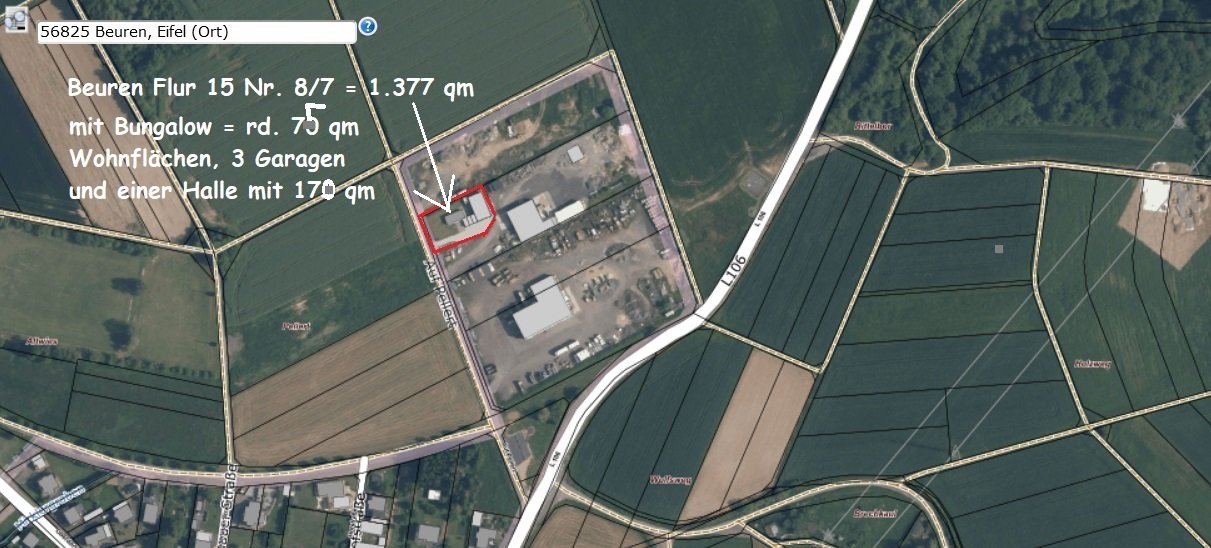 Eifel / Wohnhaus (75qm)  mit Fernsicht, Halle (230qm) und Garagen (45qm) im ruhigen Gewerbegebiet -Top Lage-