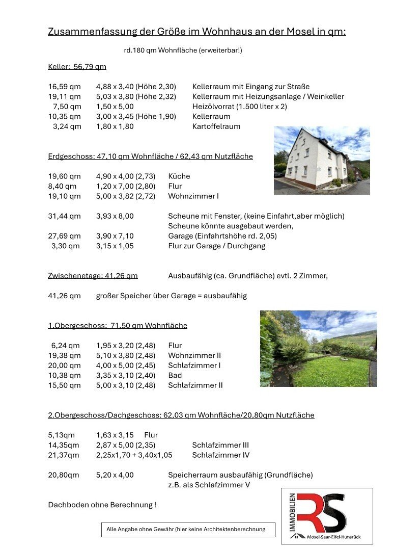 kleiner Moselort Nähe Traben-Trarbach / Einfamilien-Wohnhaus evtl. mit Ferienapartment