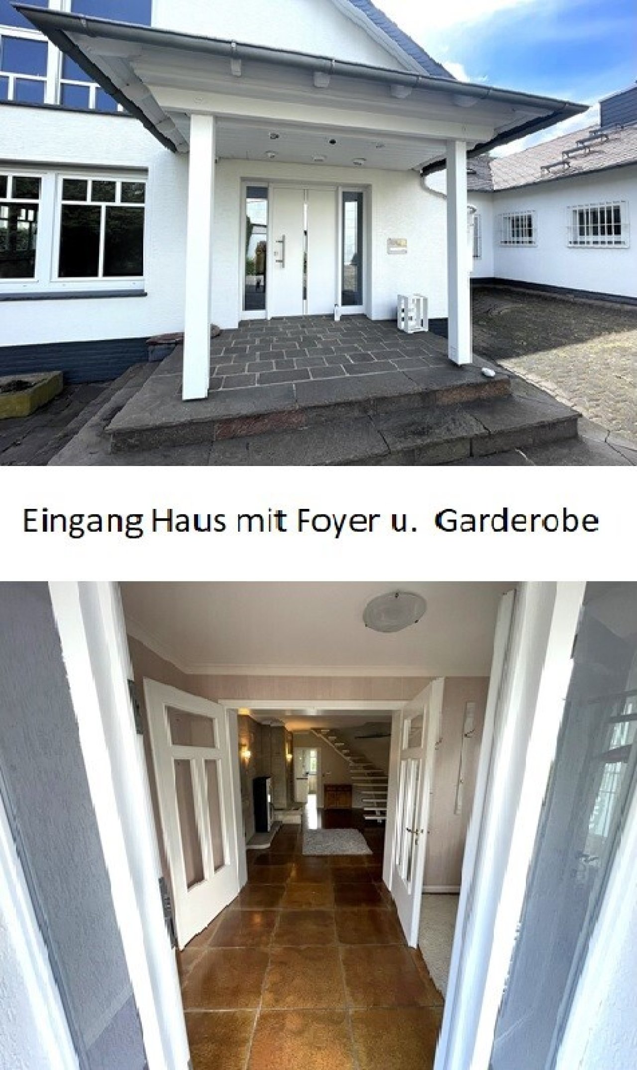 Eingang zum Wohnhaus vorne vom Parkplatz 