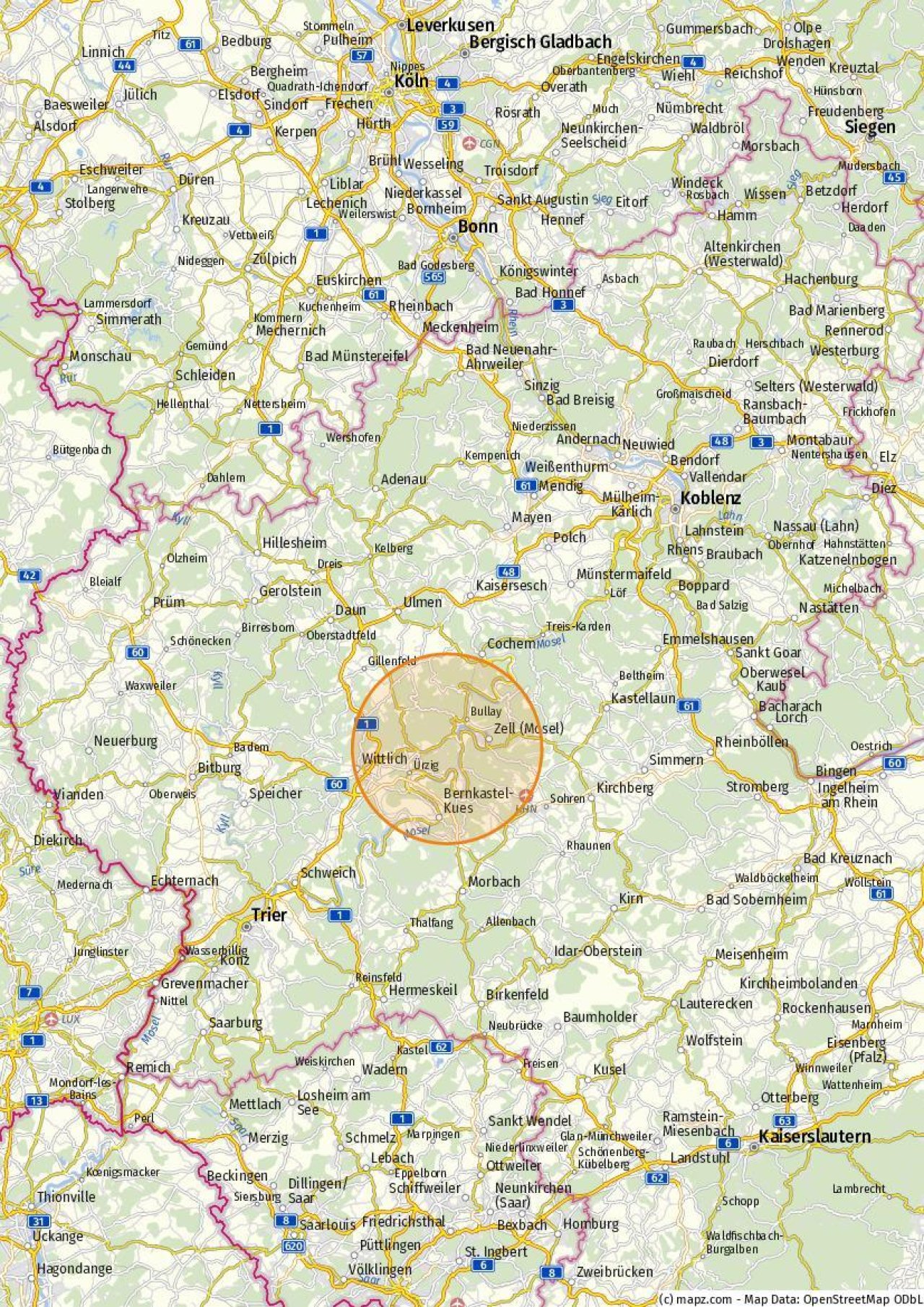 Lage des Ortes an der Mittel - Mosel Lage des Ortes an der Mittel - Mosel