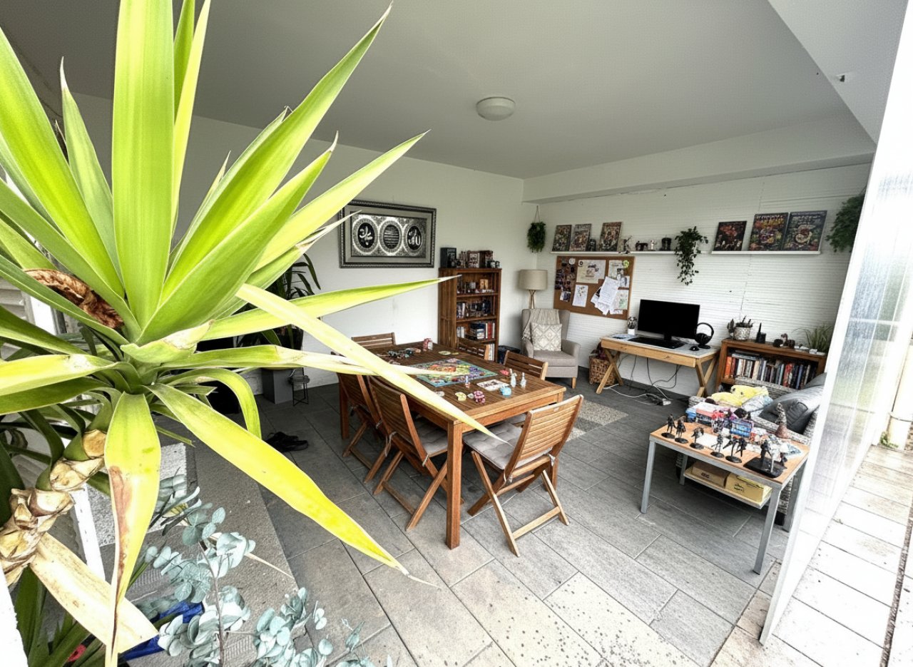 KI generiertes Bild / wunderschöne Loggia im EG mit Zugang zum Garten