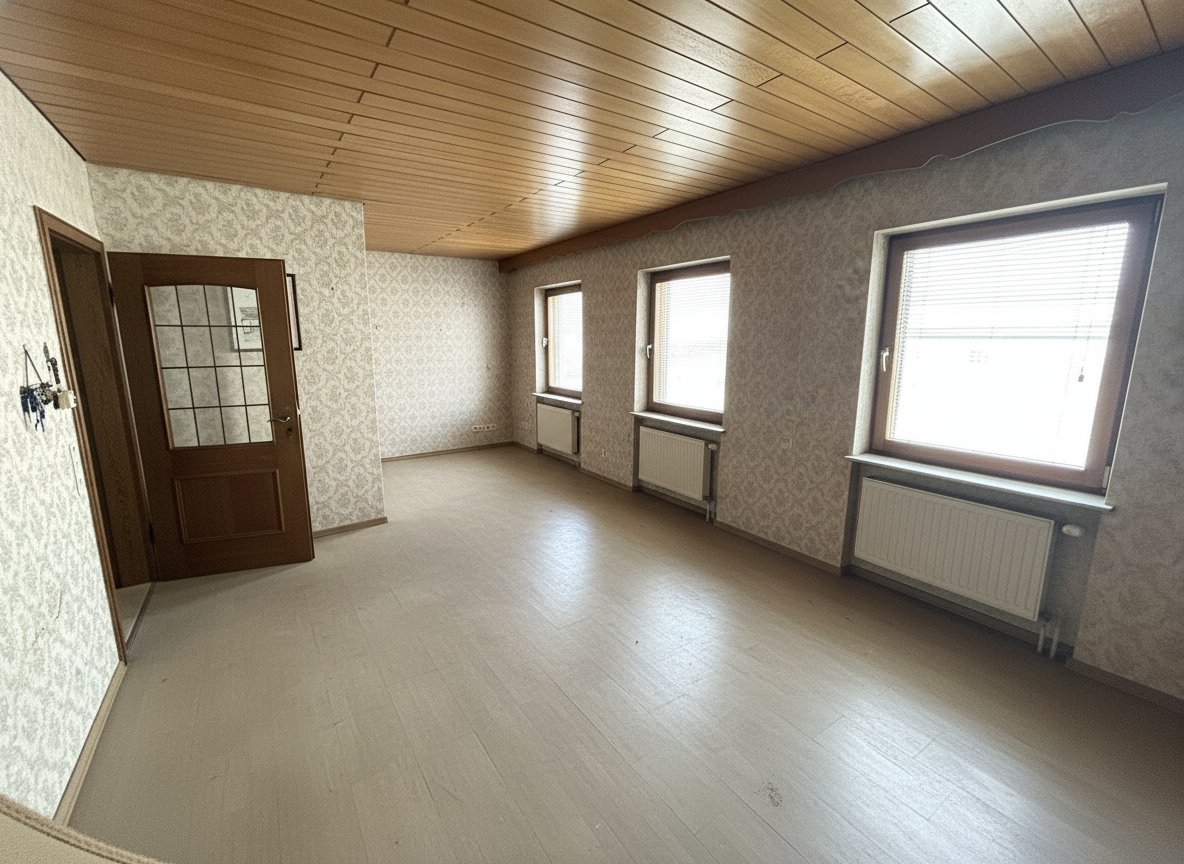 Wohn- /Essezimmer (mit KI-Homestaging leer geräumt) Wohn- /Essezimmer (mit KI-Homestaging leer geräumt)